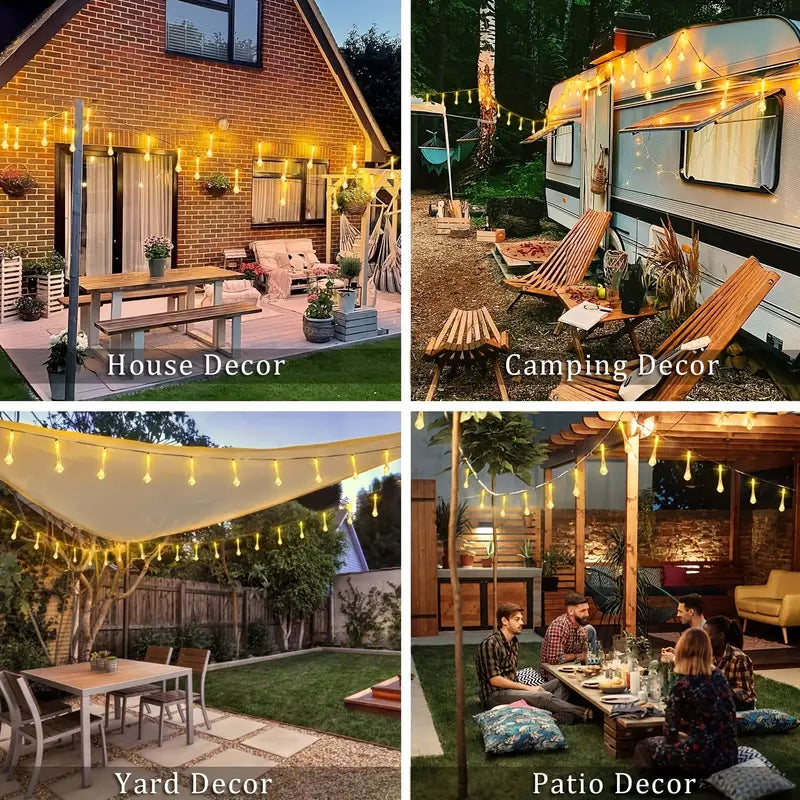 Solar LED Lichterkette – Färgglada droppljus för trädgård, terrass och dekoration