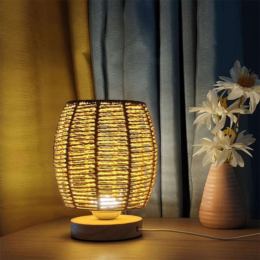 EcoLoom - Handgjord Trä Bordslampa med Varm LED Glöd