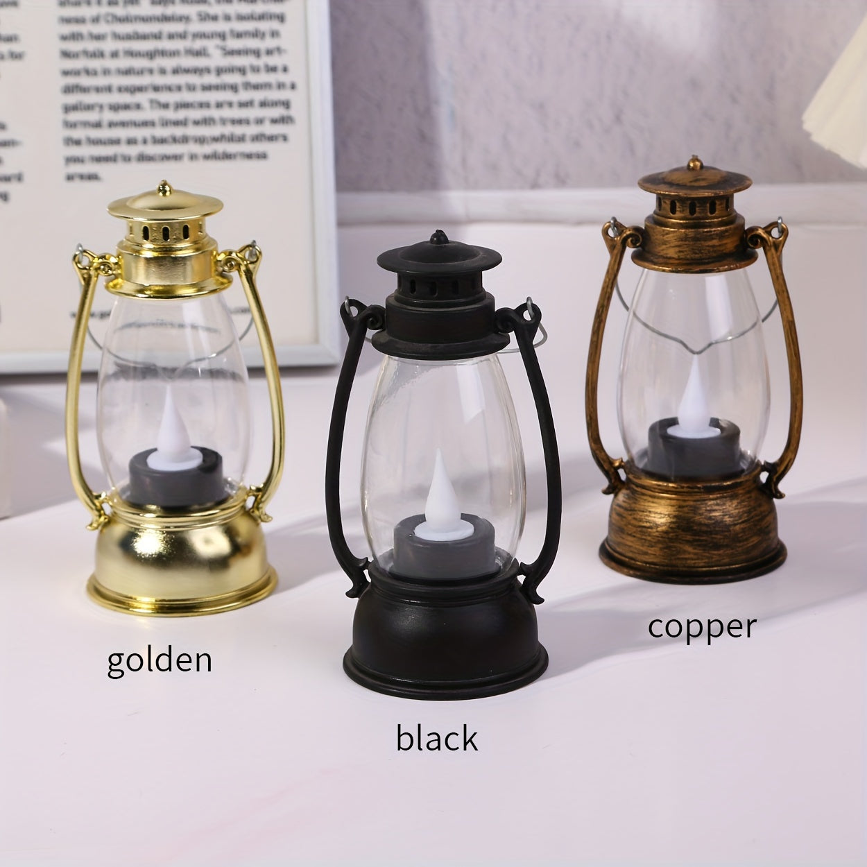 VintageGlow - LED Kerosinstil Bordslampa med Gul Flamma