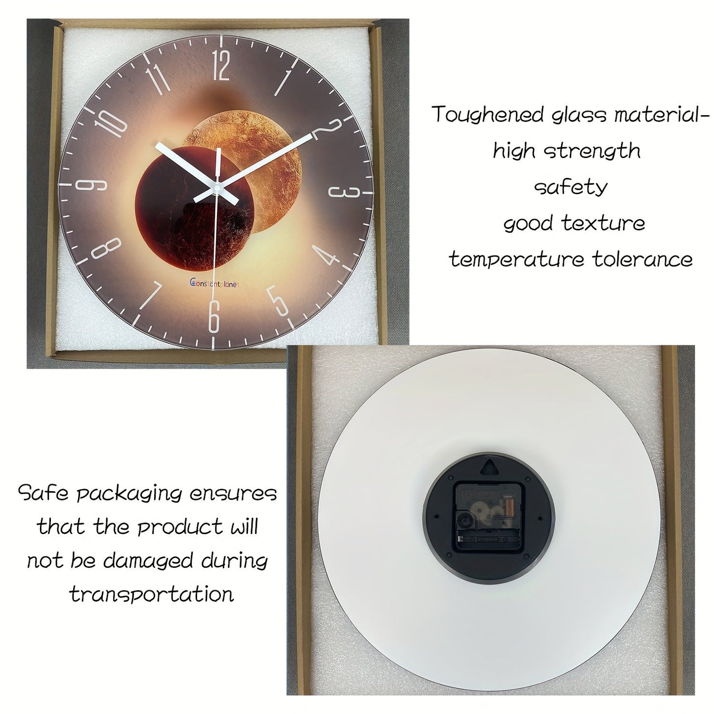 CosmicLight - Tyst Rund Väckarklocka med Planetdesign