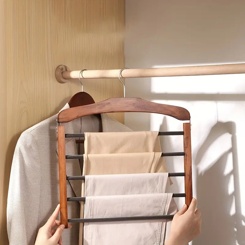 Utrymmesbesparande Trä Multi-Tier Byxor Rack