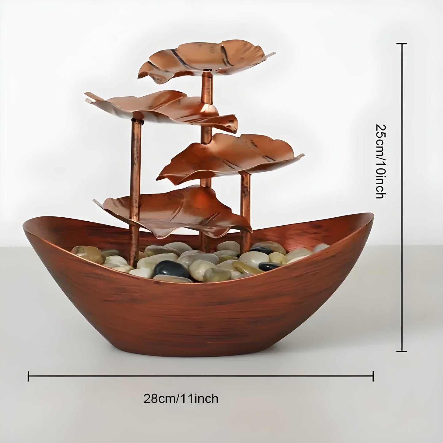 Bordfontän med LED-ljus - Dekorativ inomhusfontän i järnblad i vintage stil