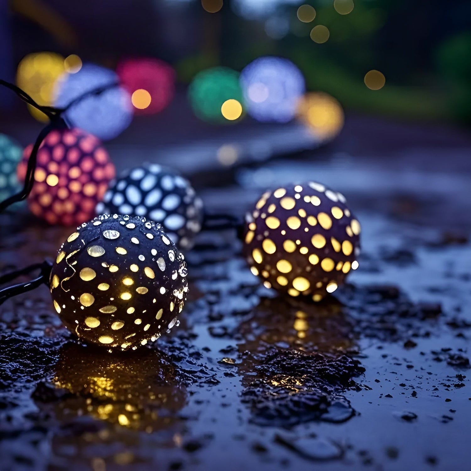 Solbollar ljus i marockansk stil – Färgglada LED-strängljus för trädgård och balkong