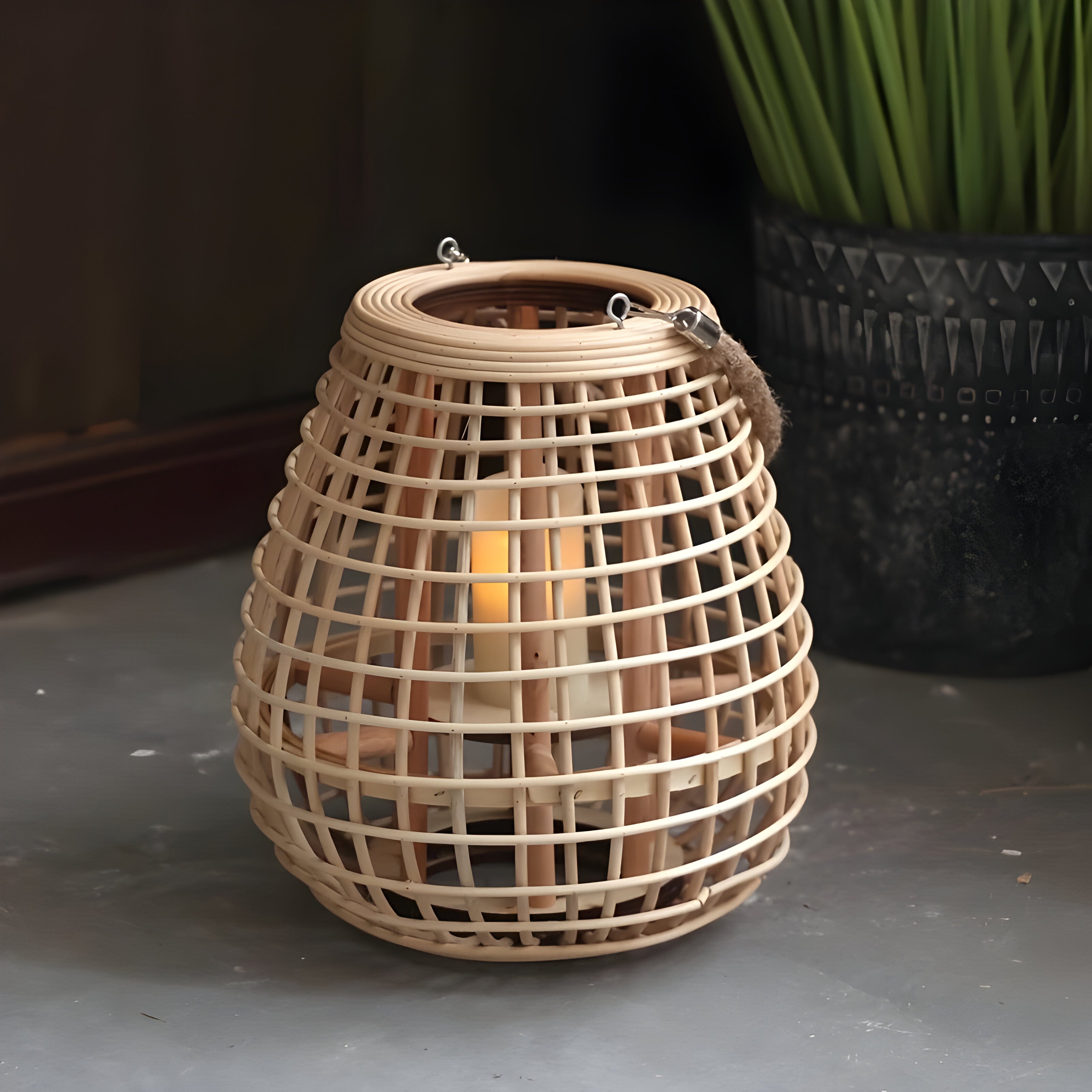 HomeHaven Lantern - Handwoven Candle Holder Floor Lantern