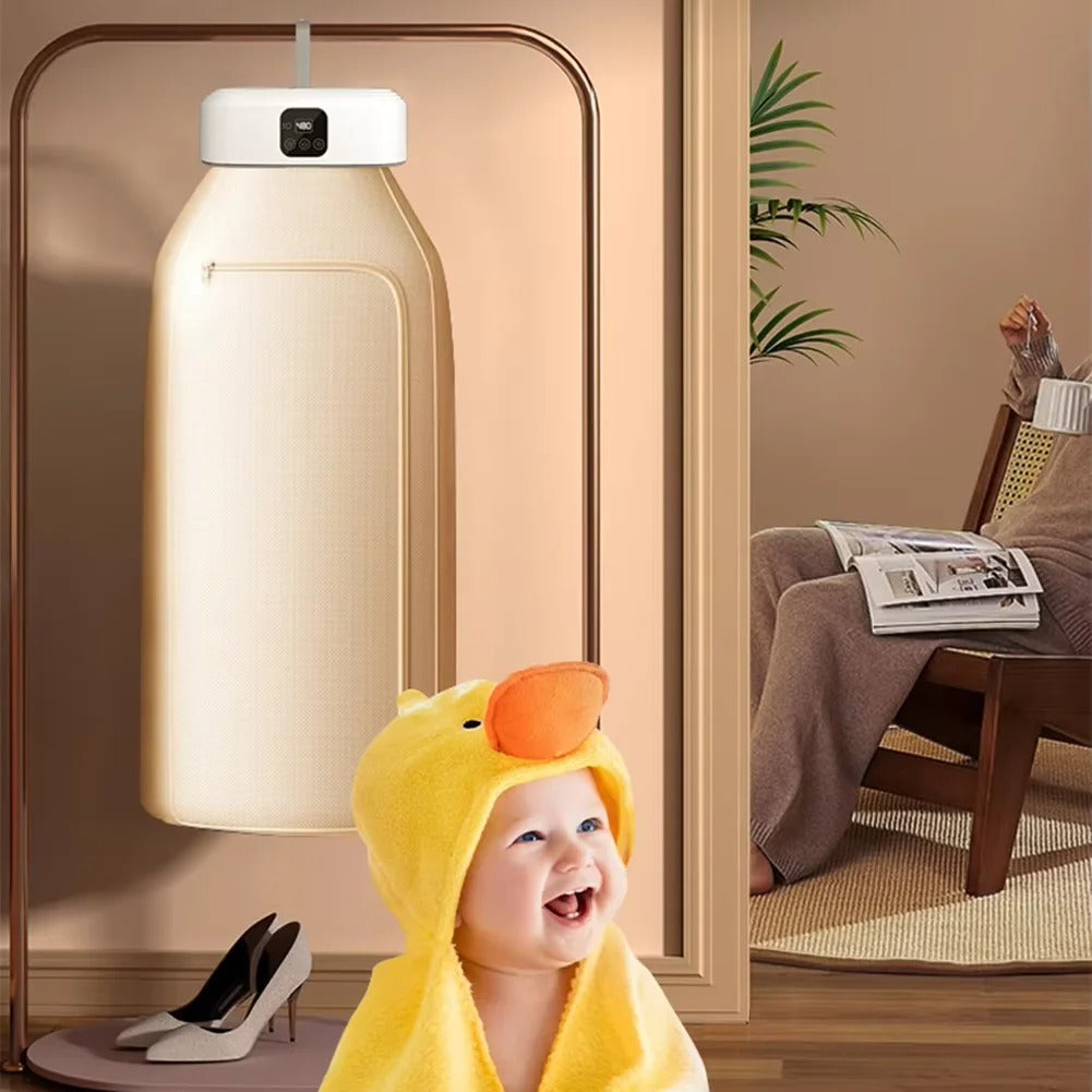 Bärbar elektrisk klädtork med fjärrkontroll – Snabb torkning & kompakt tvättlösning