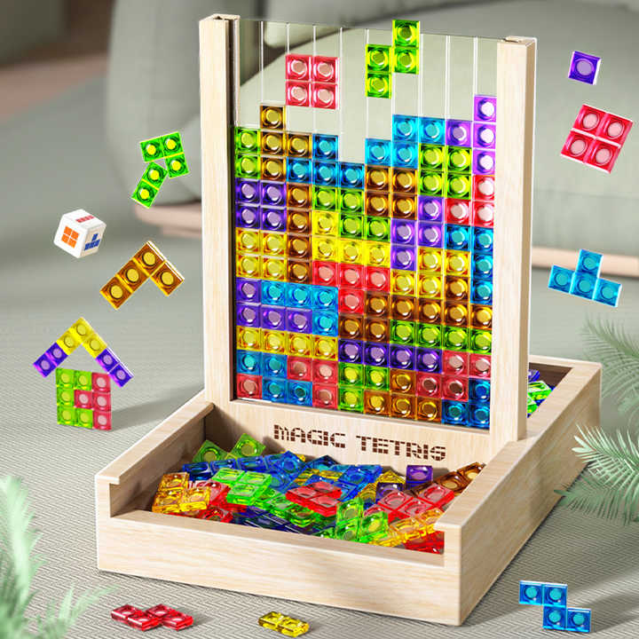 Ecoblock Tetris Board - Trädpussel för barn och vuxna - hållbart hjärnträning nöje