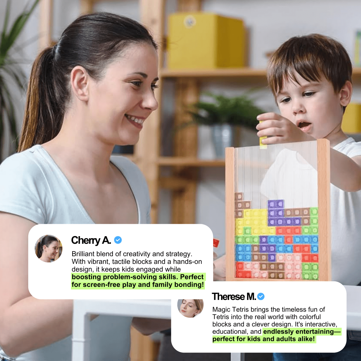 Ecoblock Tetris Board - Trädpussel för barn och vuxna - hållbart hjärnträning nöje