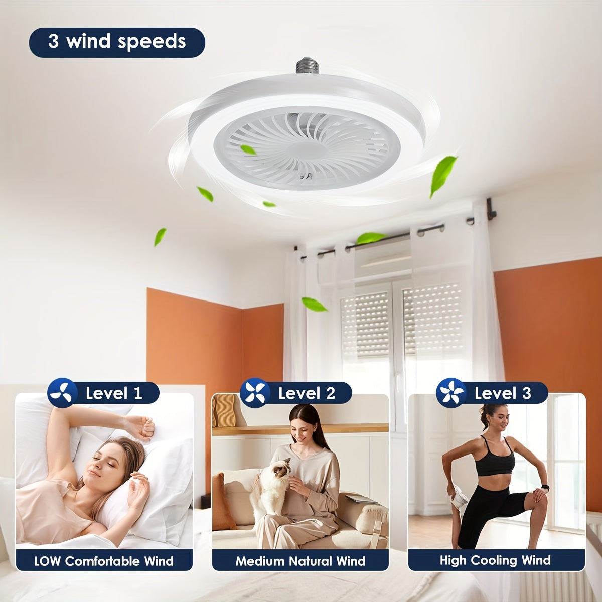 LED Smart Fan Lamp – Dimbar och Tyst