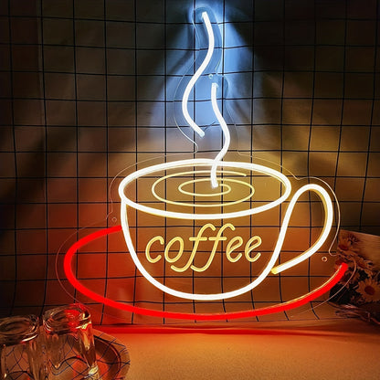 LED-Neon Kaffekoppar Väggljus