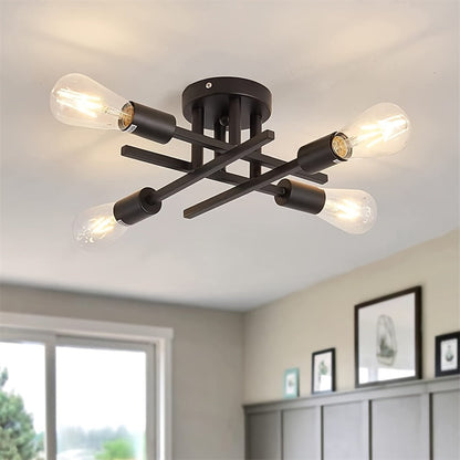 SatelliteLight - Svart Järn Modern Taklampa med Industriell Stil