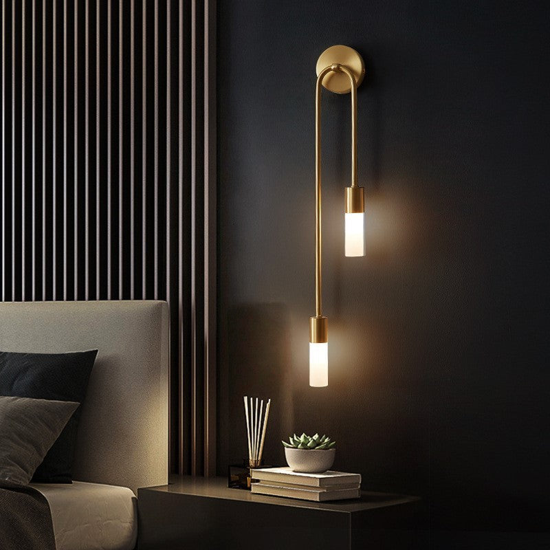 Meza Modern LED Vägglampa, 2-Ljus, Pinne, Guld, Vardagsrum