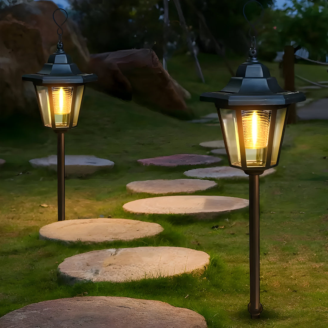 LumiTrail Light – Vintage 2-pack solcelliga trädgårdslampor för utomhus med LED