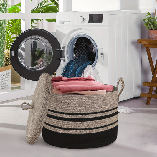 Klassisk Vävd Förvaringskorg med Lock - Stilfull Lösning för Dina Tillhörigheter