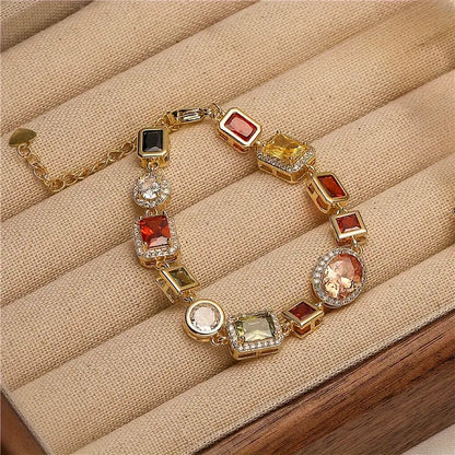 Smyckesset Guldpläterad Zirkon Geometrisk