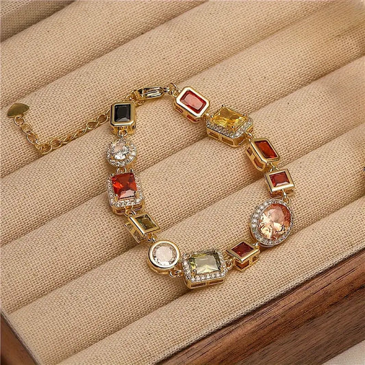 Smyckesset Guldpläterad Zirkon Geometrisk