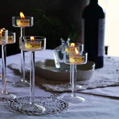 Eleganta glas ljuslykta set för heminredning