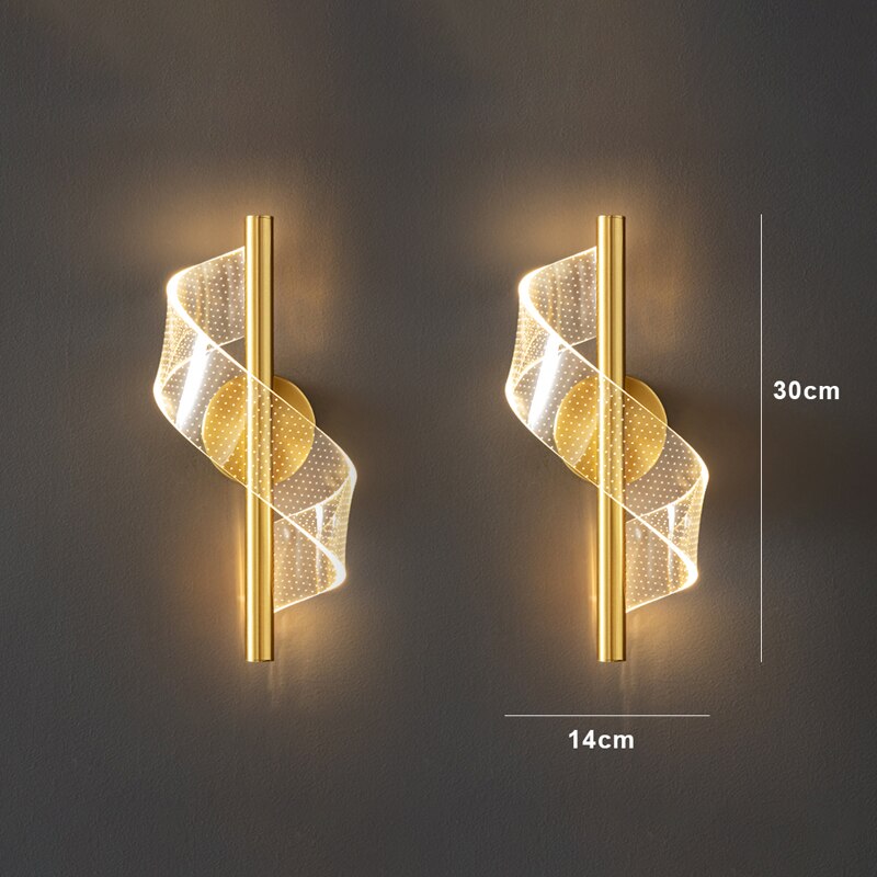 Vägglampa Modern Glas LED Guldarmatur