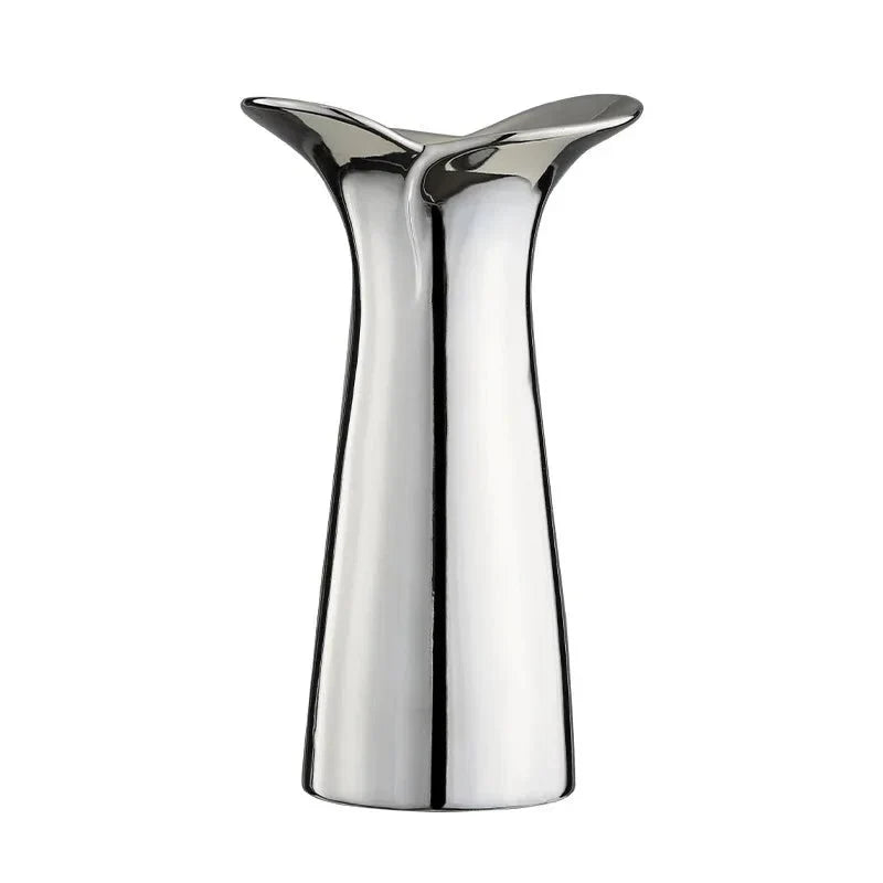 Elegant &amp; Sleek Silver Ceramic Flower Vase for Modern Decor