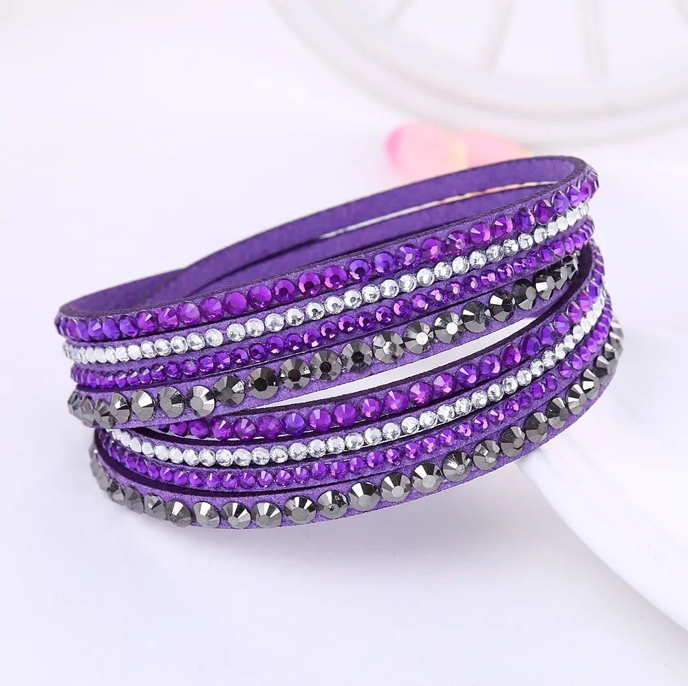 ELEGANT WRAP ARMBAND - Kunstläder med glittrande kristaller för kvinnor
