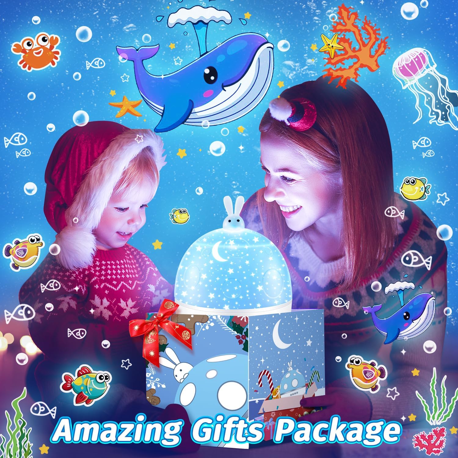 Nattljusprojektor för barn med fjärrkontroll