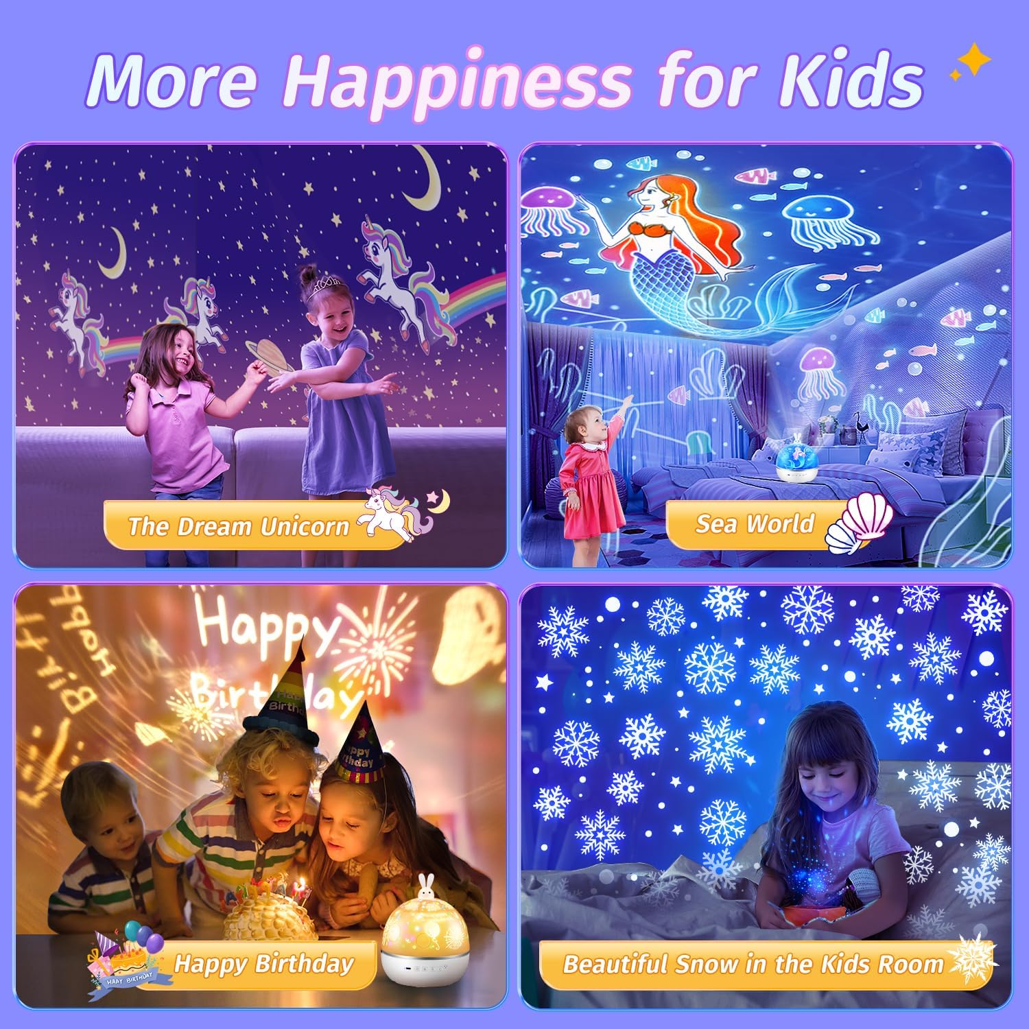 Nattljusprojektor för barn med fjärrkontroll