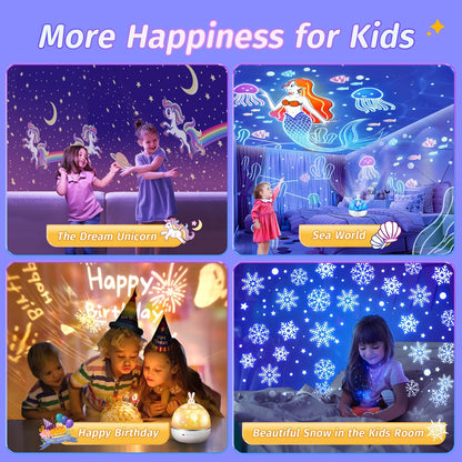 Nattljusprojektor för barn med fjärrkontroll