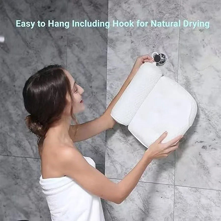 ErgoRelax Badkudde - Ergonomisk, snabb-torkande spa-kudde med halkfria sugkoppar för stöd av nacke, axlar och rygg