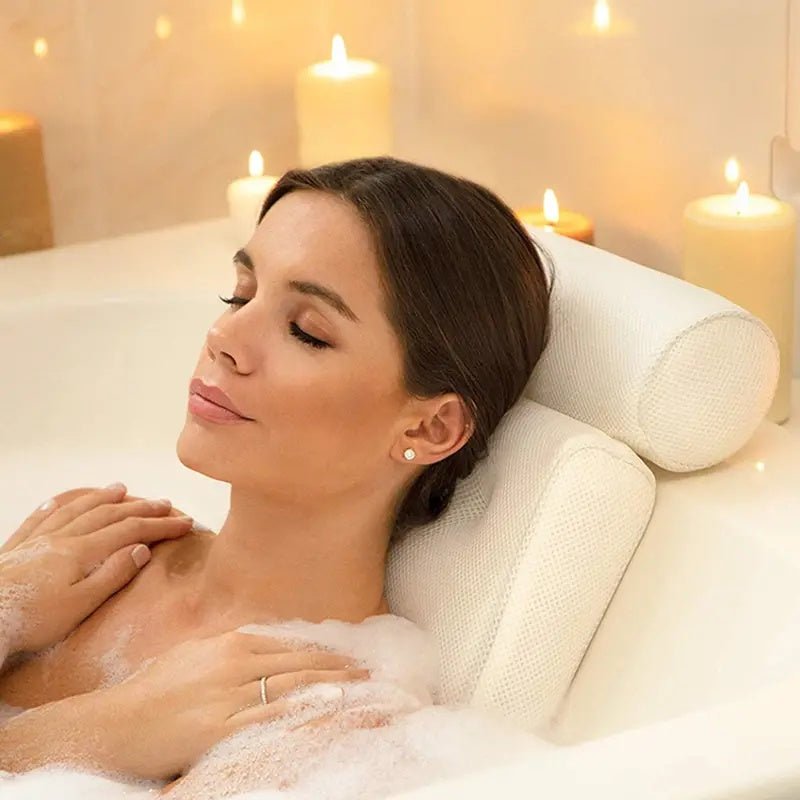 ErgoRelax Badkudde - Ergonomisk, snabb-torkande spa-kudde med halkfria sugkoppar för stöd av nacke, axlar och rygg