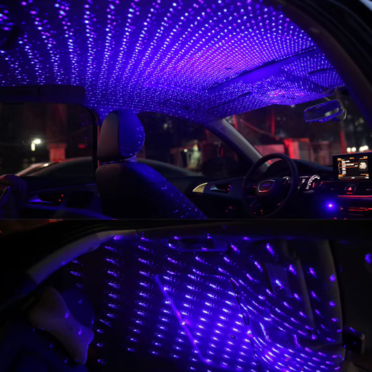Royallure Bil Tak Stjärnig LED Interiör Ljus – USB Flexibel Ambient Belysning för Fester & Resor