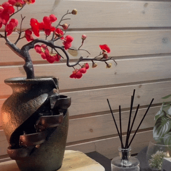 Zen Blossom Water Vase - Lugn Bonsai Dekoration med Fontän