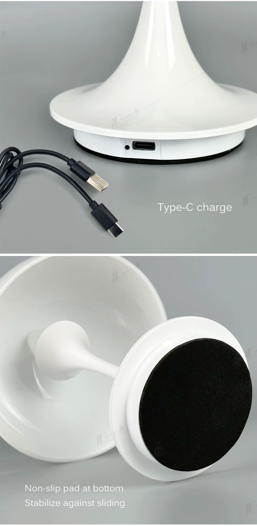 RoyaleGlow Bauhaus Svamplampa – Uppladdningsbar, Elegant & Touch-kontrollerad