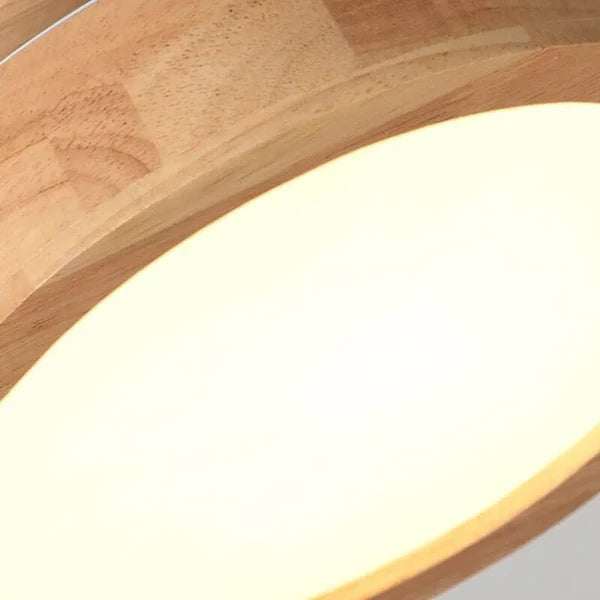 NaturaLuxe - Elegant rund LED-taklampa i trä