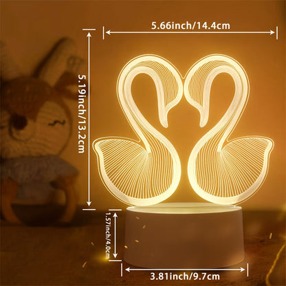 SwanLight - 3D LED Bordslampa med Akrylrama