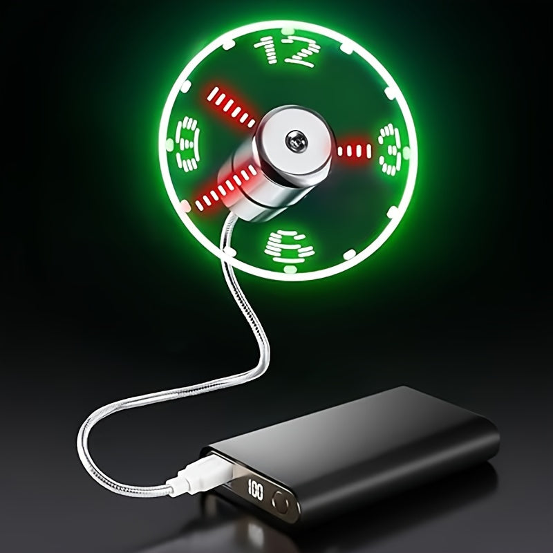 Bärbar USB LED Klockfläkt med Tidsvisning