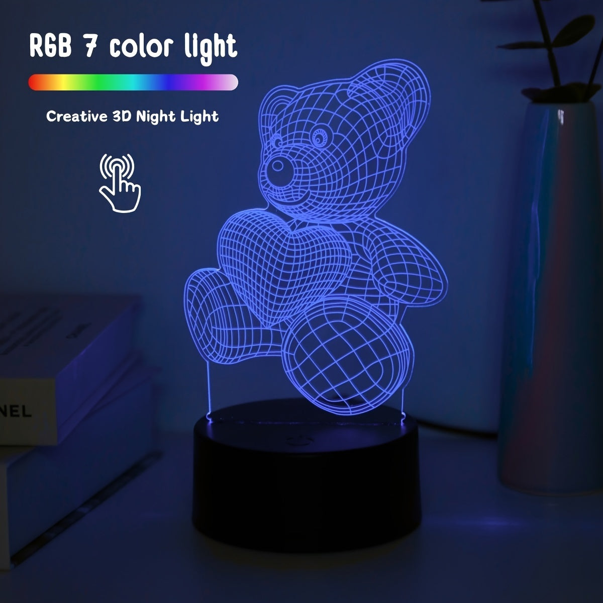 LumiBear - 3D Nallebjörn Illusion Nattlampa med Touch Control