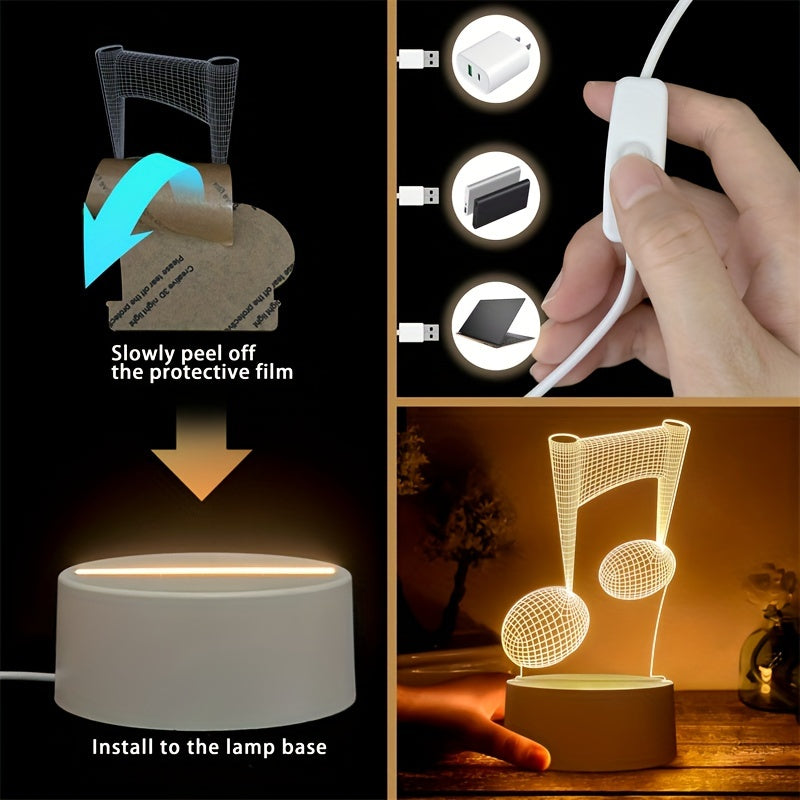 LumiNote - Akryl Musiknot Nattljus, 3D LED Ram, USB-Dreven