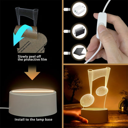 LumiNote - Akryl Musiknot Nattljus, 3D LED Ram, USB-Dreven