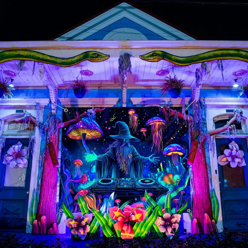 Halloween Fluorescerande väggbonad – Mystisk väggdekoration med ljuseffekt