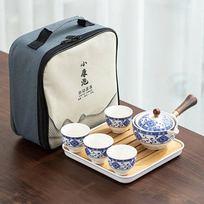 Keramisk japansk roterande tekanna premiumset