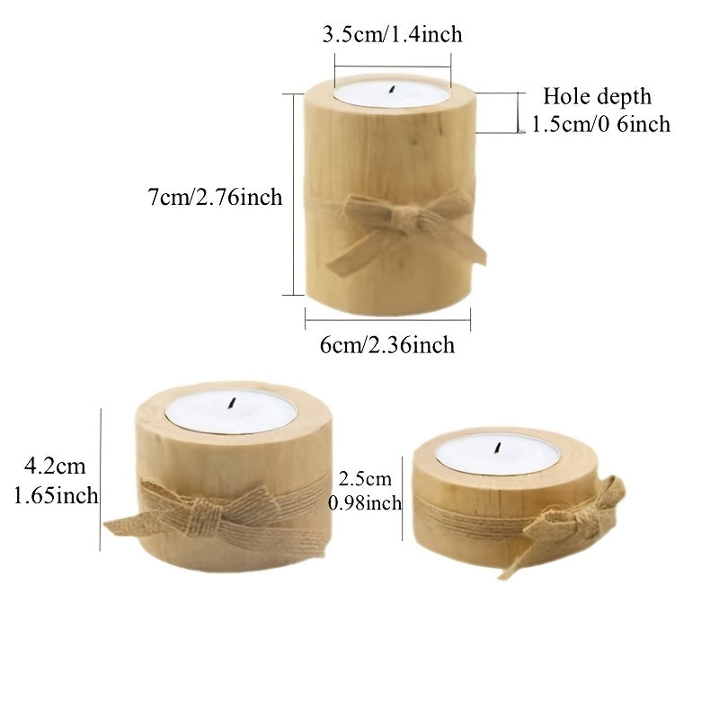 Trä Tealight Hållare med Jute Snöre – Rå Inredning för Hem och Trädgård