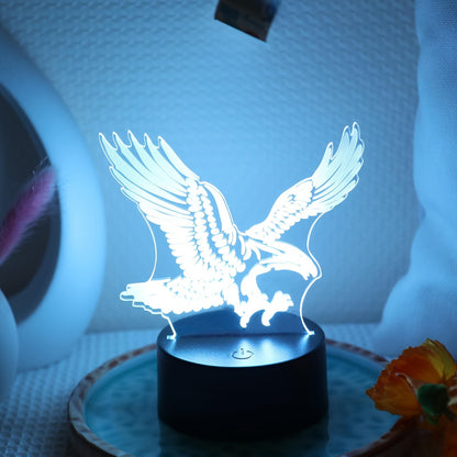 EagleLight - 3D LED Nattlampa med Touchkontroll, 7 Färger USB Bordslampa