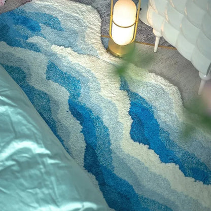 Aesthetic Wave Tufted Rug – Havsinspirerad Mjuk &amp; Halkfri Matta