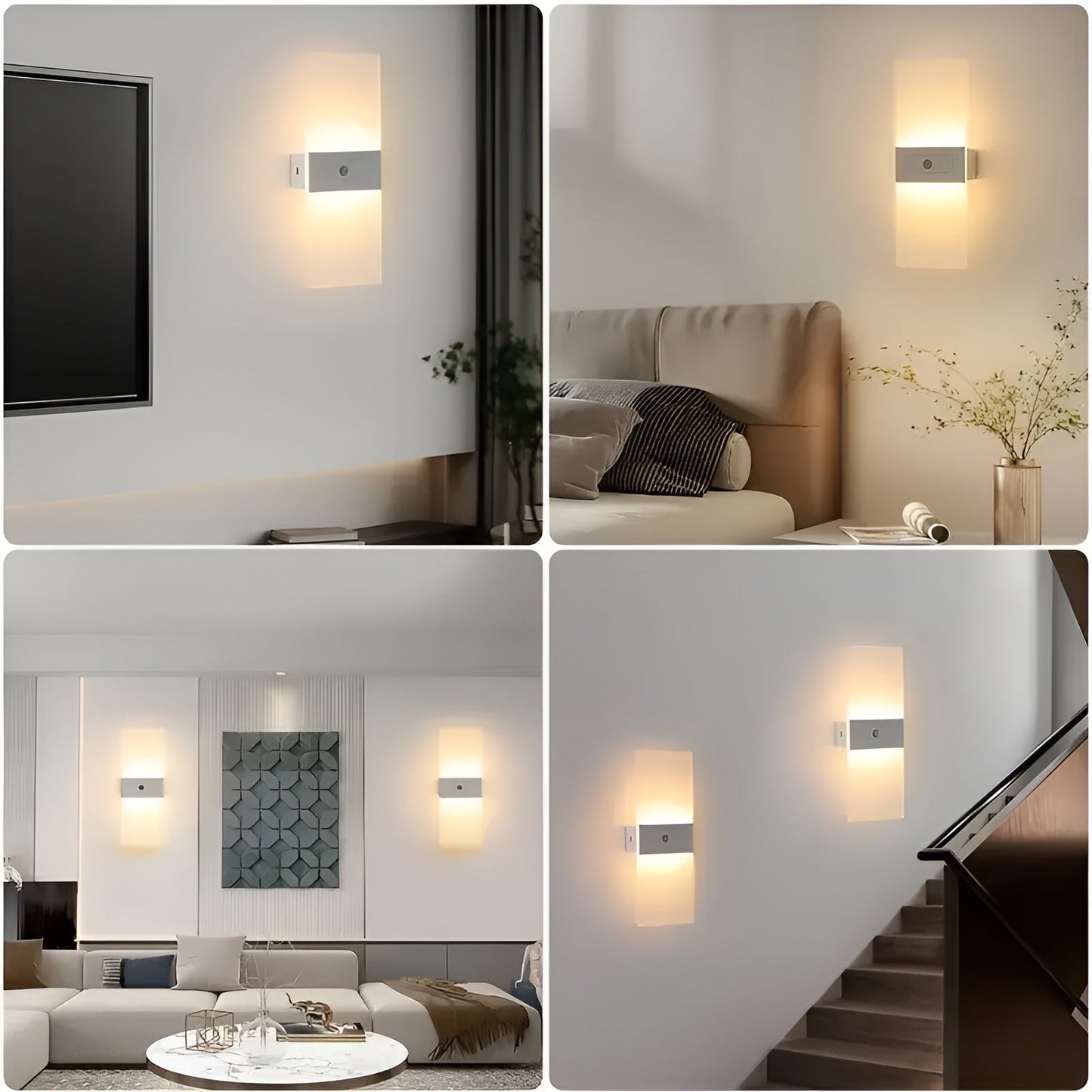 LED-nattlampor med rörelsesensor 2-pack - USB-laddning | Magnetisk montering för sovrum, hall och trappa