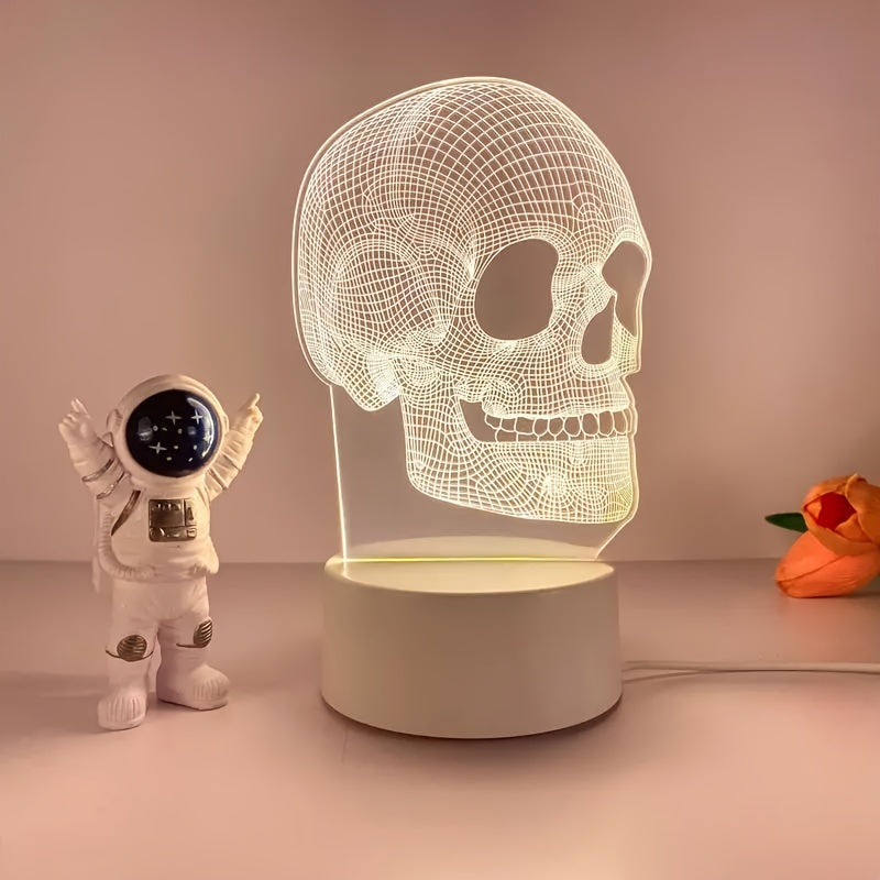 SkullGlow - 3D LED Schedelformad Bordslampa med USB-Strömförsörjning