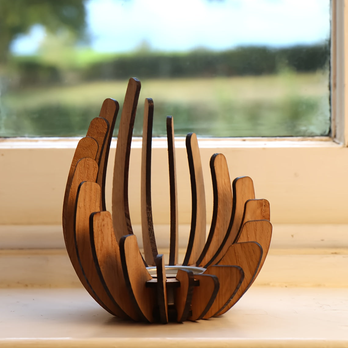 Bohemisk Lotus Ljuslykta – Handgjord Lagerträ Design