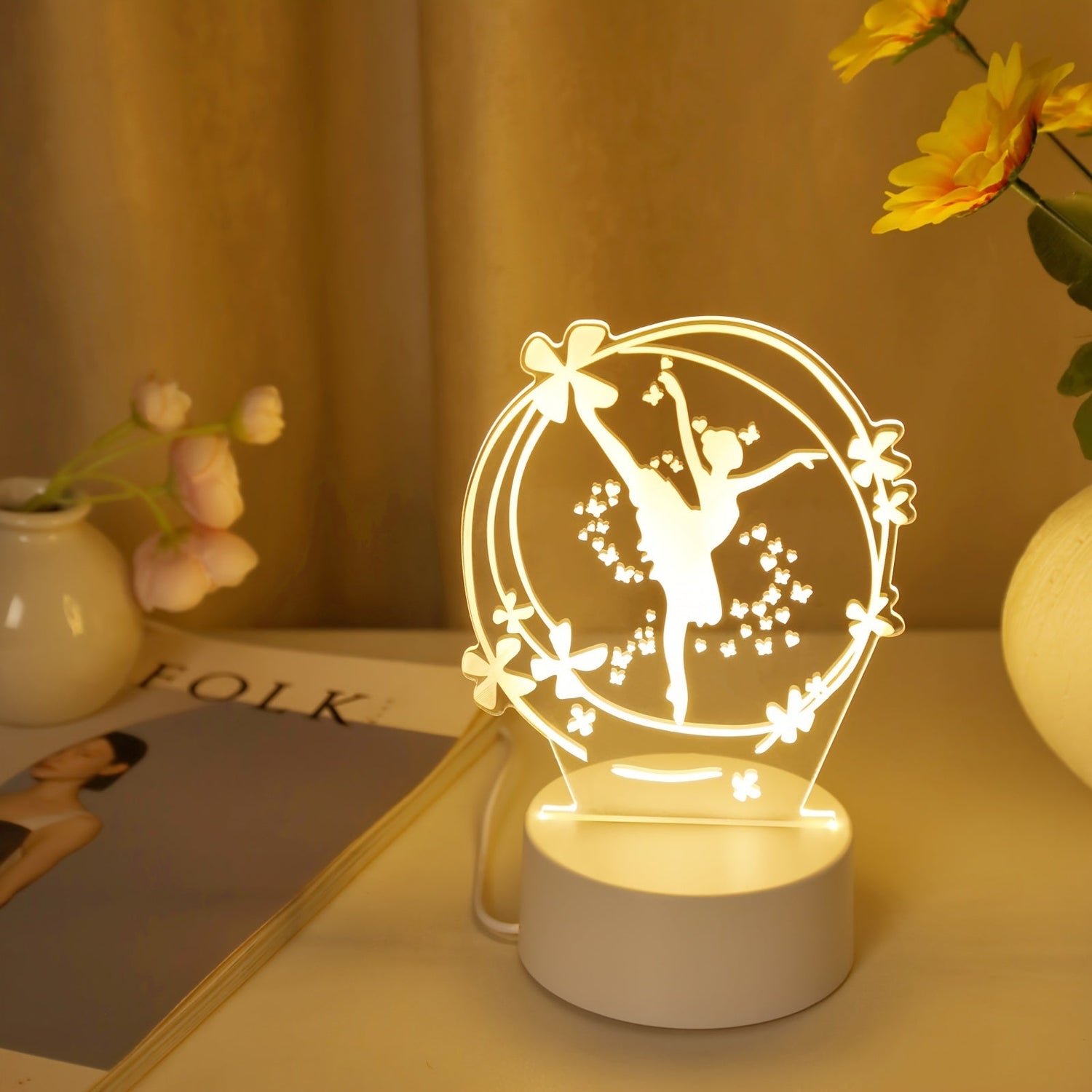 RymdLampa - 3D Baletdansare LED Nattlampa USB Driven