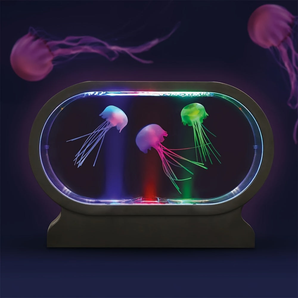 LumiJelly - LED Manet Tafellampa, 3-Färgs Simulering Akvarium Nattlampa, Batteridriven, Dekorativt Ljus