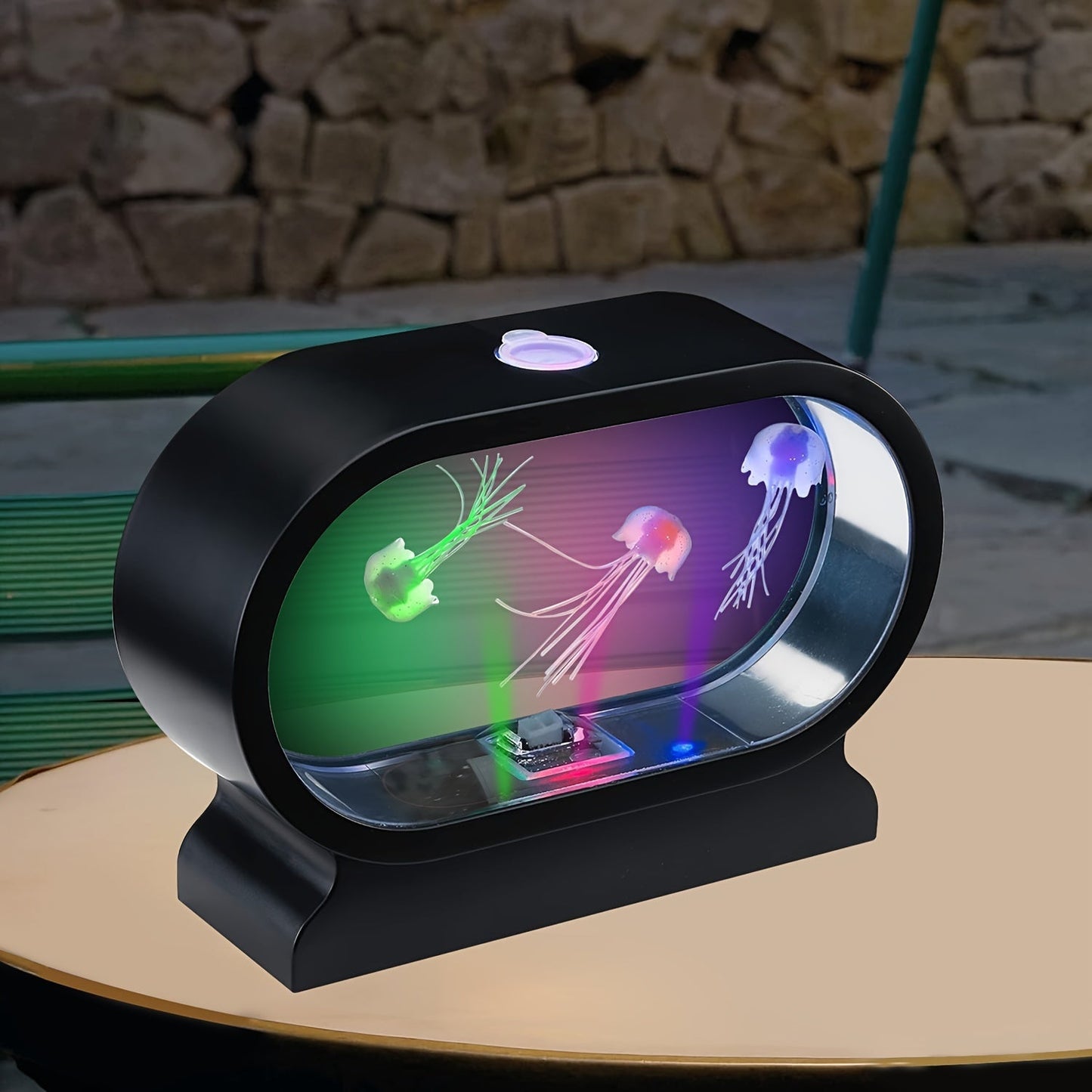 LumiJelly - LED Manet Tafellampa, 3-Färgs Simulering Akvarium Nattlampa, Batteridriven, Dekorativt Ljus