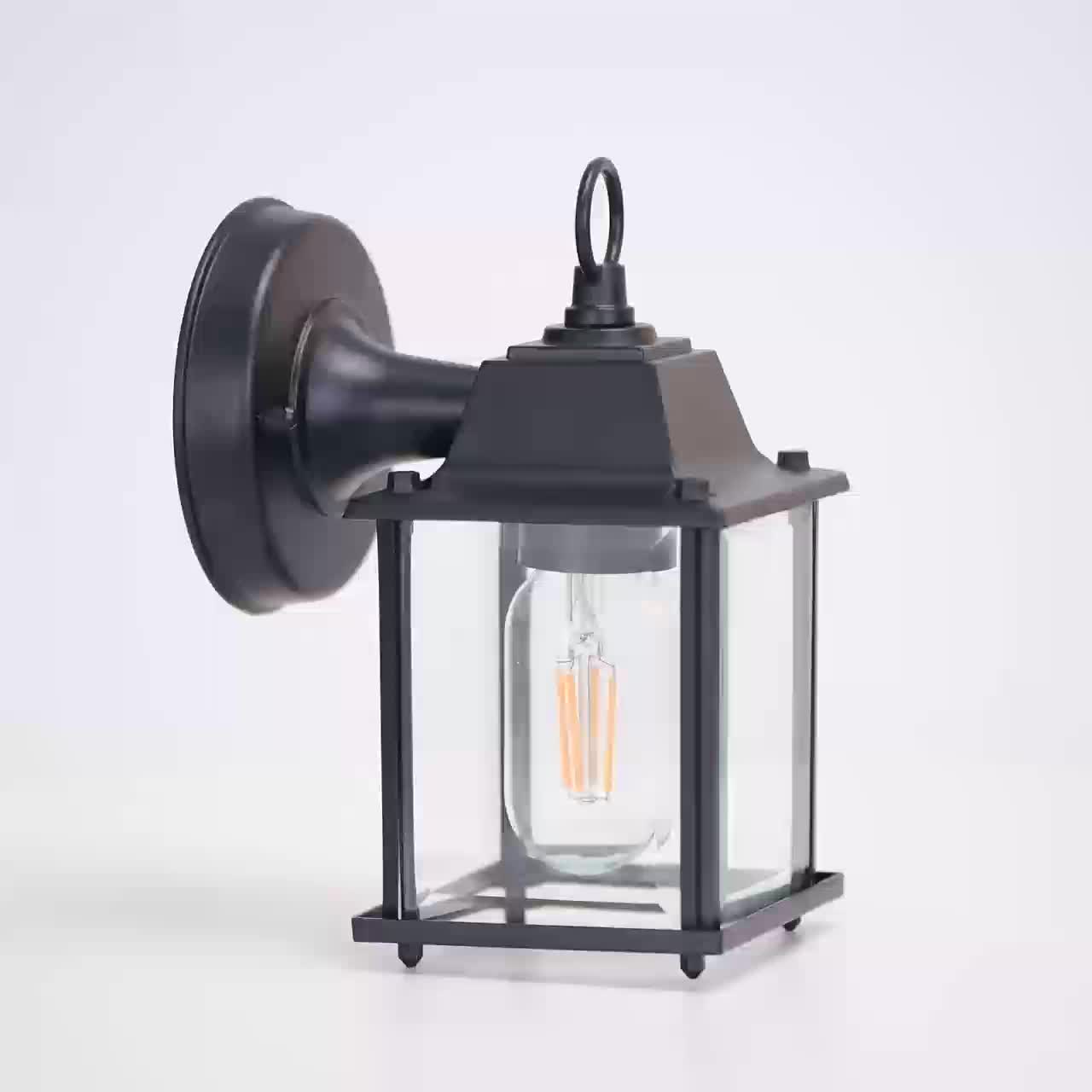Utomhus Vägglampa Glas Lantern Metall Ram