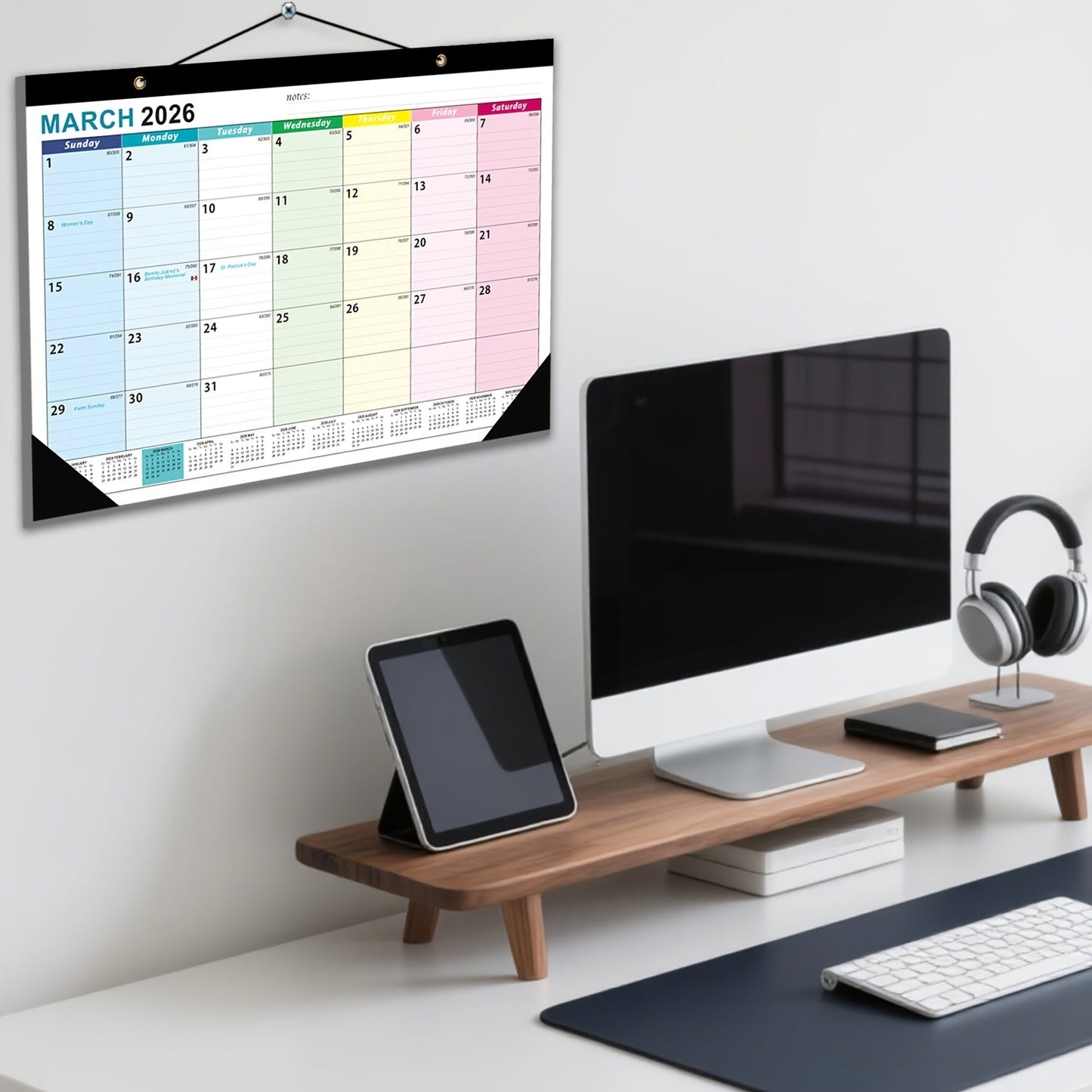 Väggkalender med stor skrivbar månadsöversikt